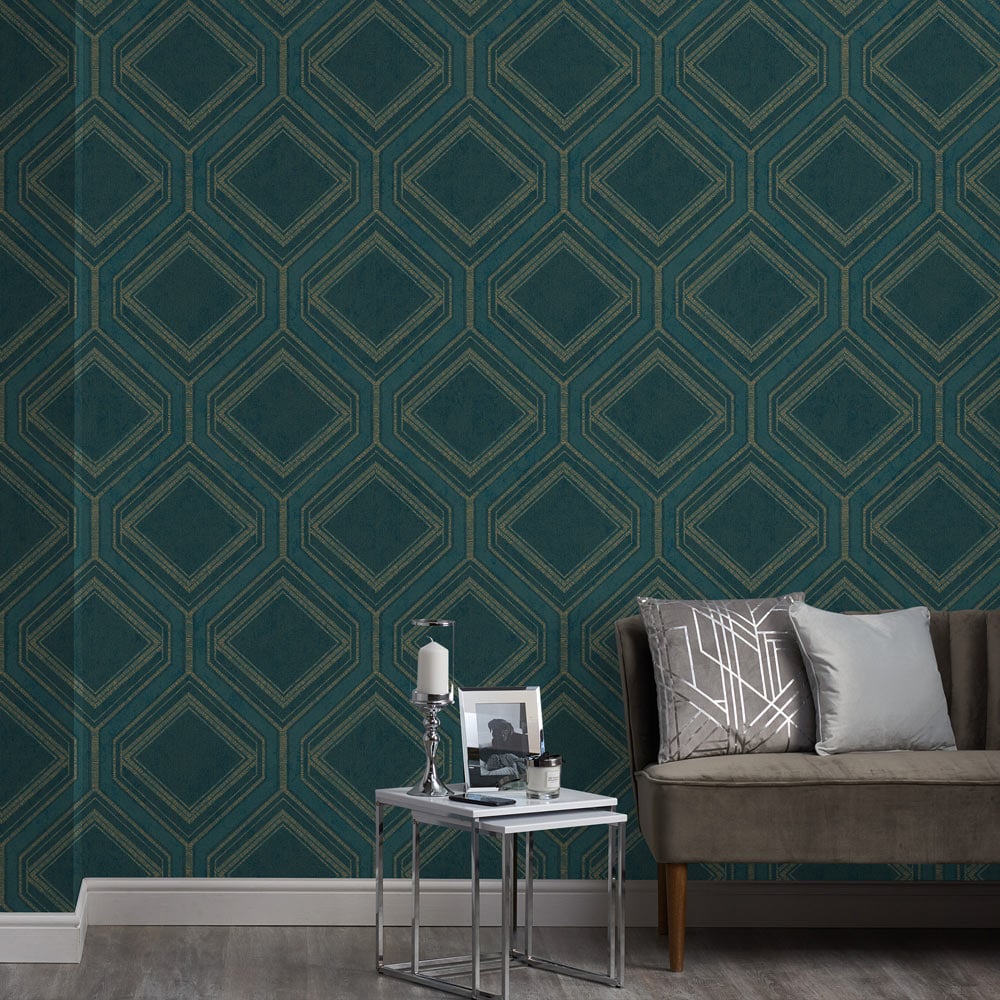 Superfresco Colours Savile Row Teal Wallpaper Image 4