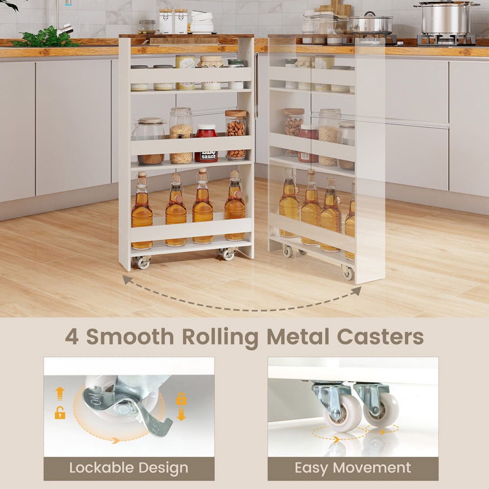 Costway 4 Shelf Coffee Slim Storage Cart with Wheels Image 5