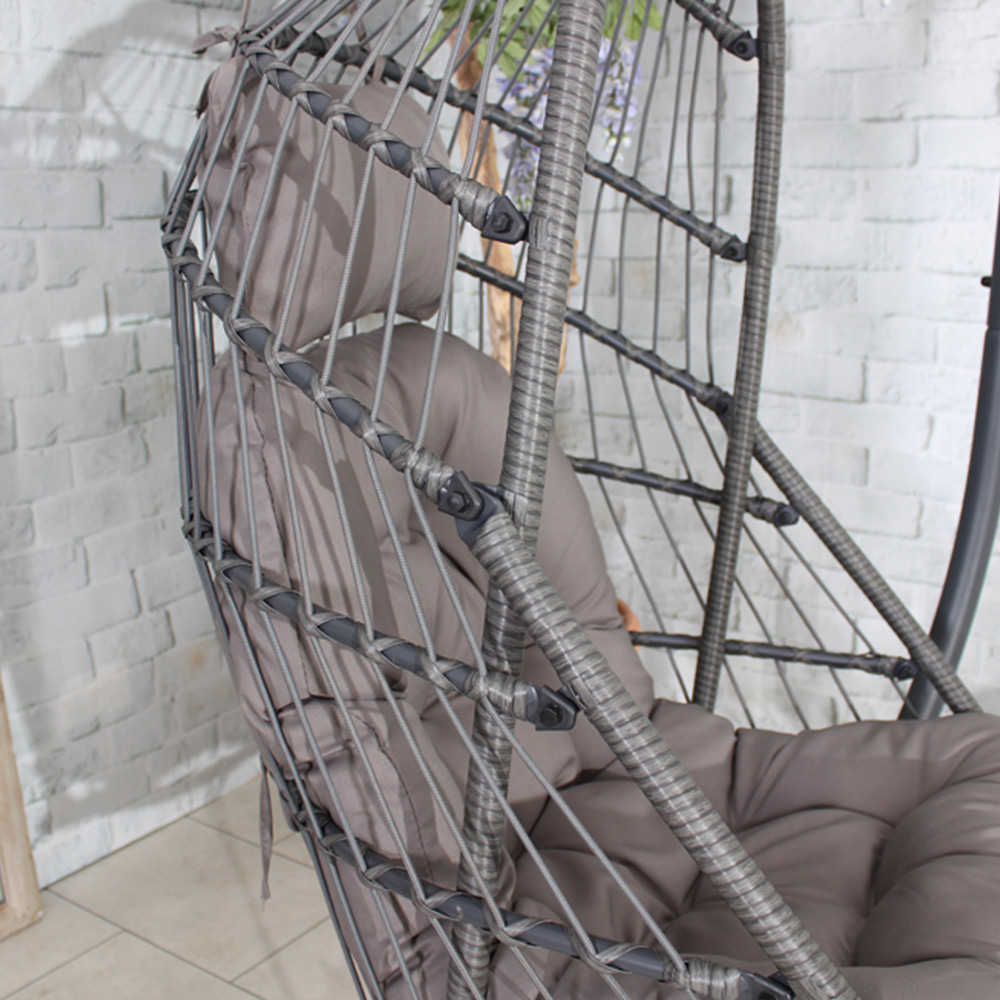Egotistic Grey Relaxer Hanging Egg Chair with Cushions Image 3