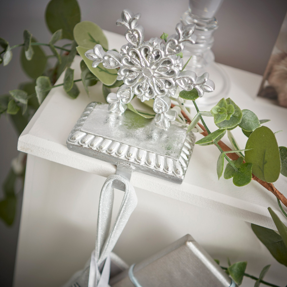 Wilko Frost Silver Snowflake Stocking Holder Image 5