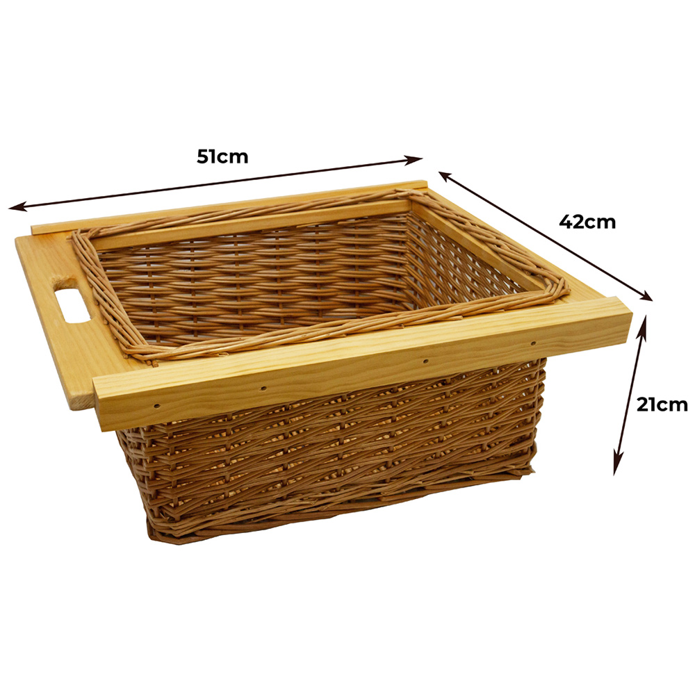 Kukoo Brown Beech and Rattan Wicker Kitchen Basket 2 Pack Image 6