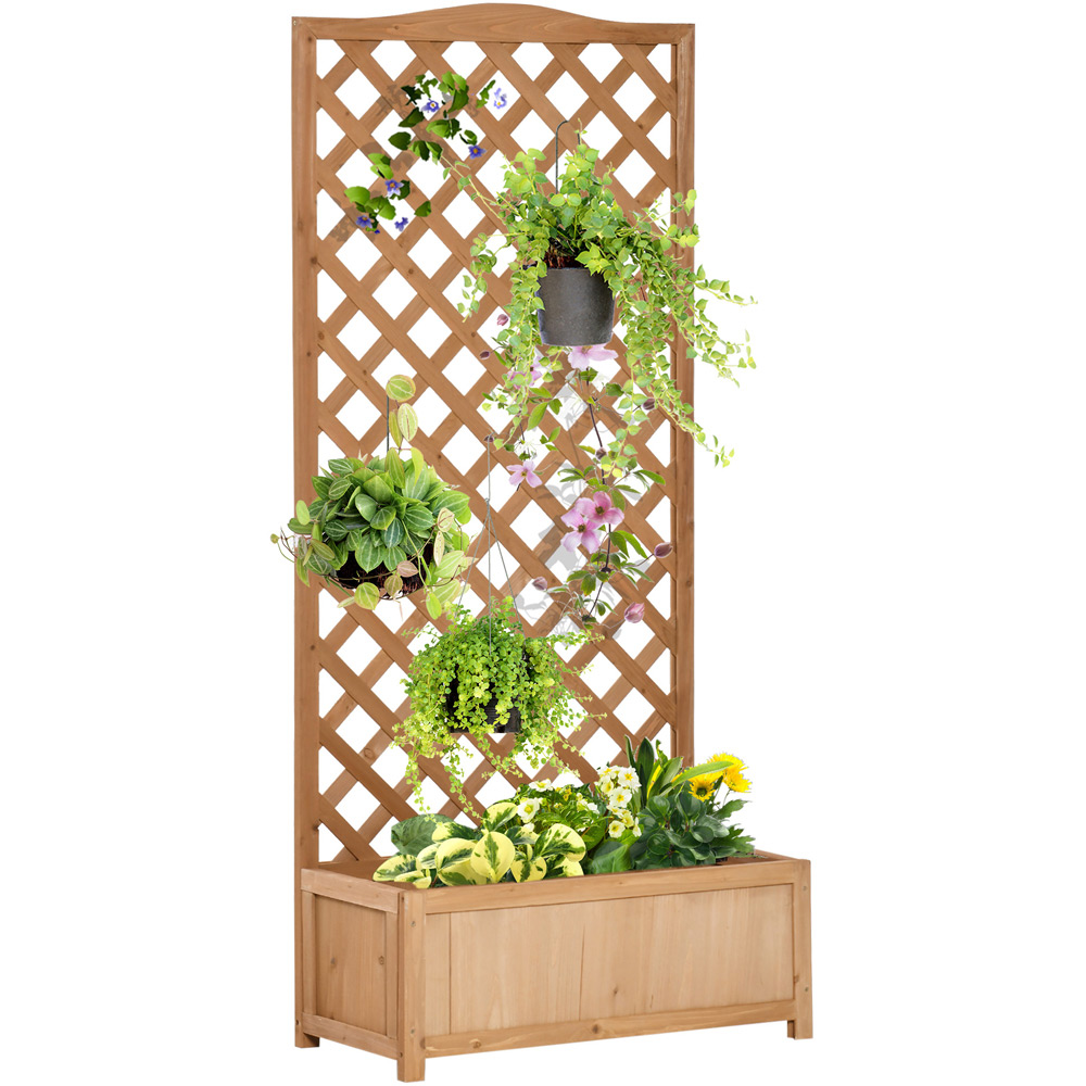 Outsunny Wooden Trellis Flower Bed Image 1