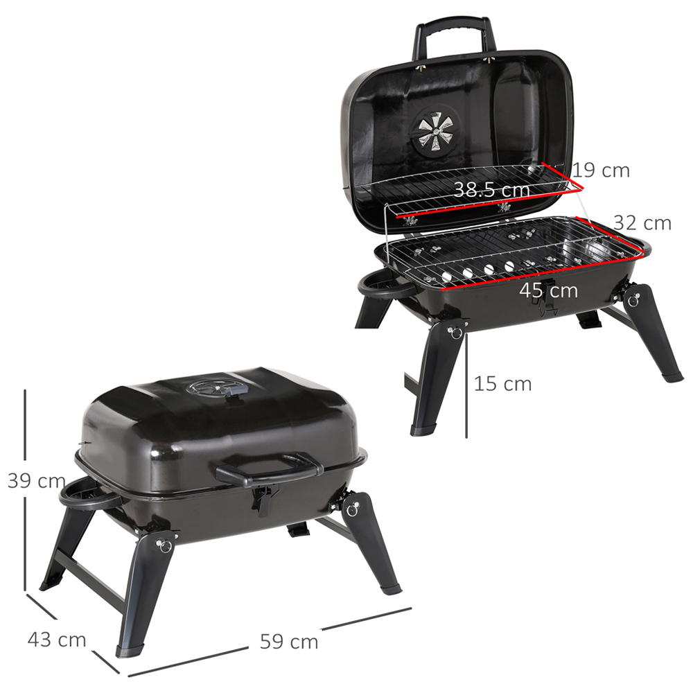 Outsunny Black Portable Charcoal BBQ Grill Image 7