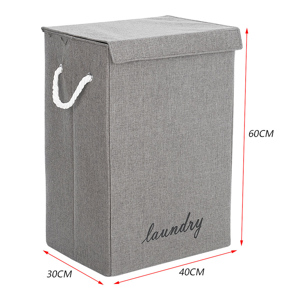 Living and Home Foldable Home Laundry Basket with Lid and Rope Handle 60cm Image 8