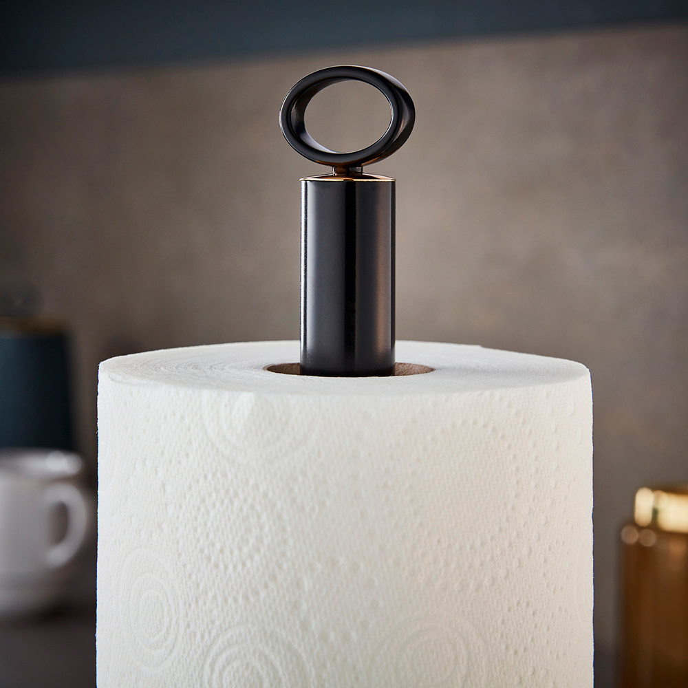 Tower Empire 6 Cup Black Mug Tree and Kitchen Towel Roll Holder Image 4