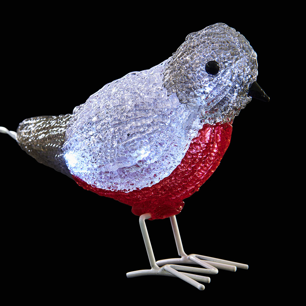 Wilko Battery Operated Acrylic Light Up Robins Set Of 5 Image 3