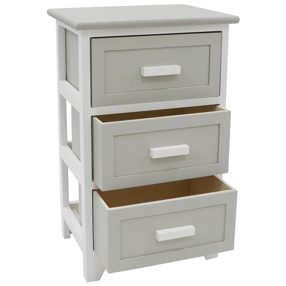 JVL Abingdon Grey and White Willow 3 Drawer Storage Unit Image 3