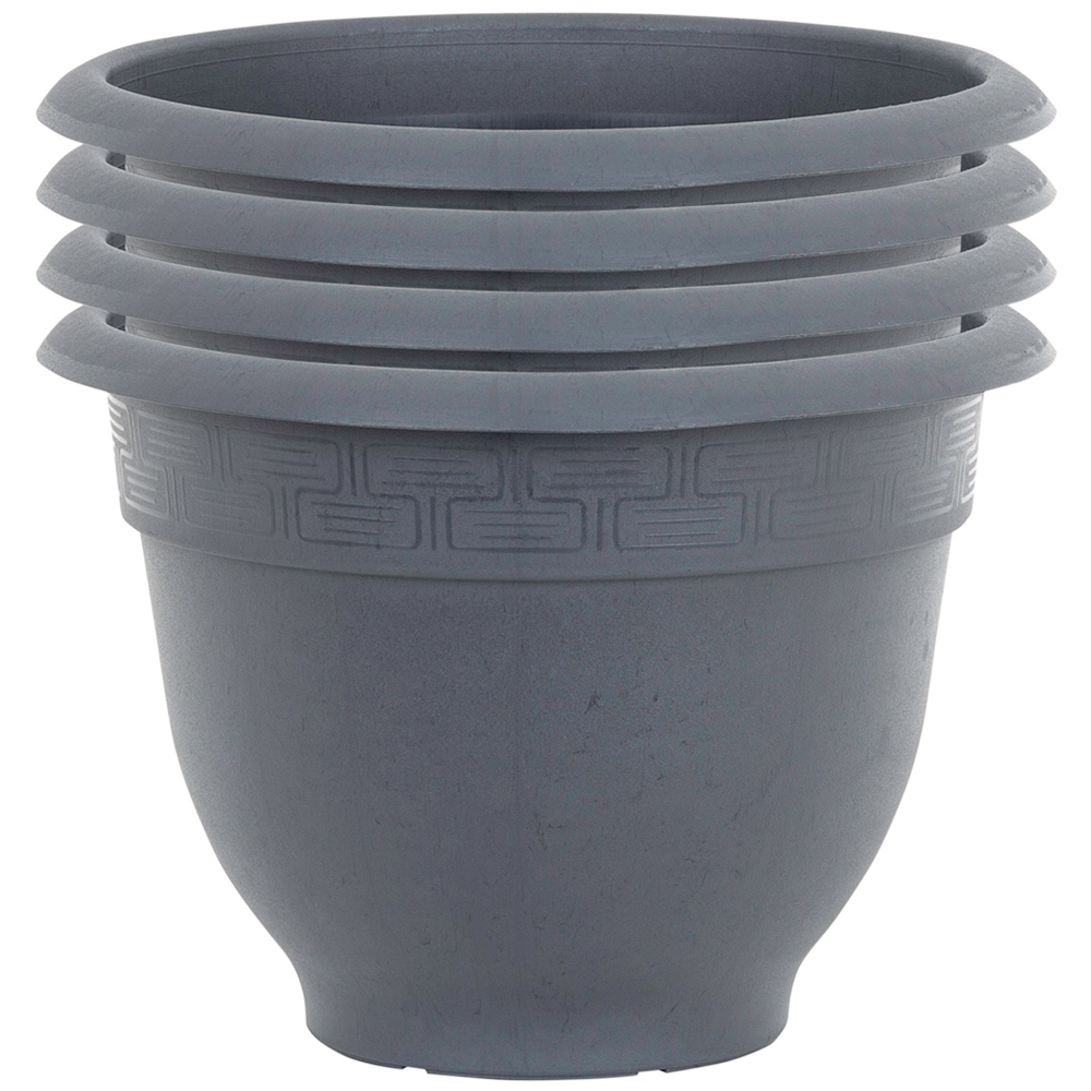 Wham Bell Pot Slate Recycled Plastic Round Planter 28cm 4 Pack Image 1