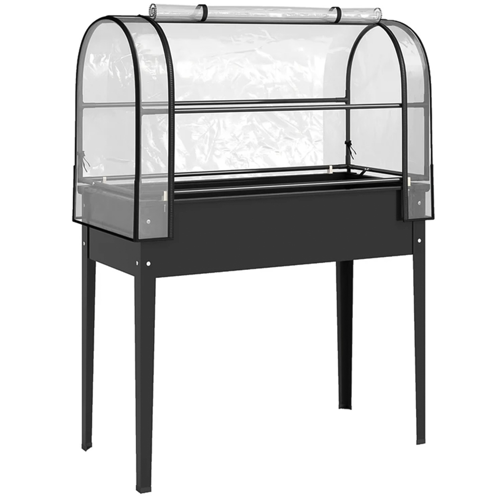 Outsunny Wooden Potting Bench Table with Aluminium Worktop Image 1