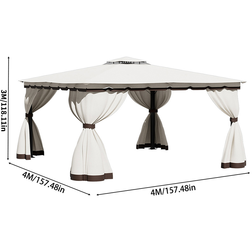 Living and Home 13 x 13ft Tiered Roof Metal Frame Gazebo with Waterproof Canopy Image 8