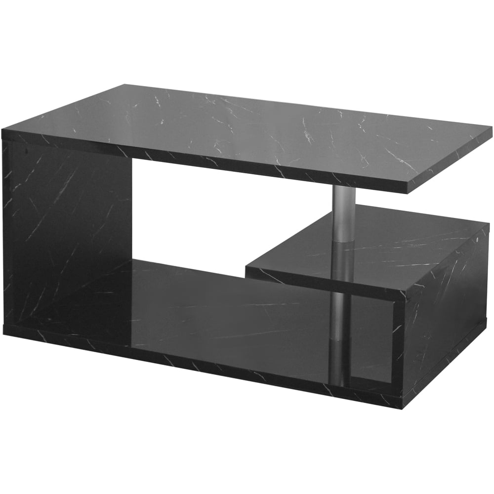 Comfy Living Black Marble Effect High Gloss Abstract LED Coffee Table Image 4