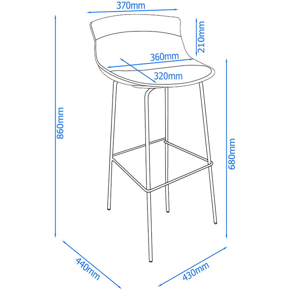 Dorel Helena Grey Velvet Barstool Image 7