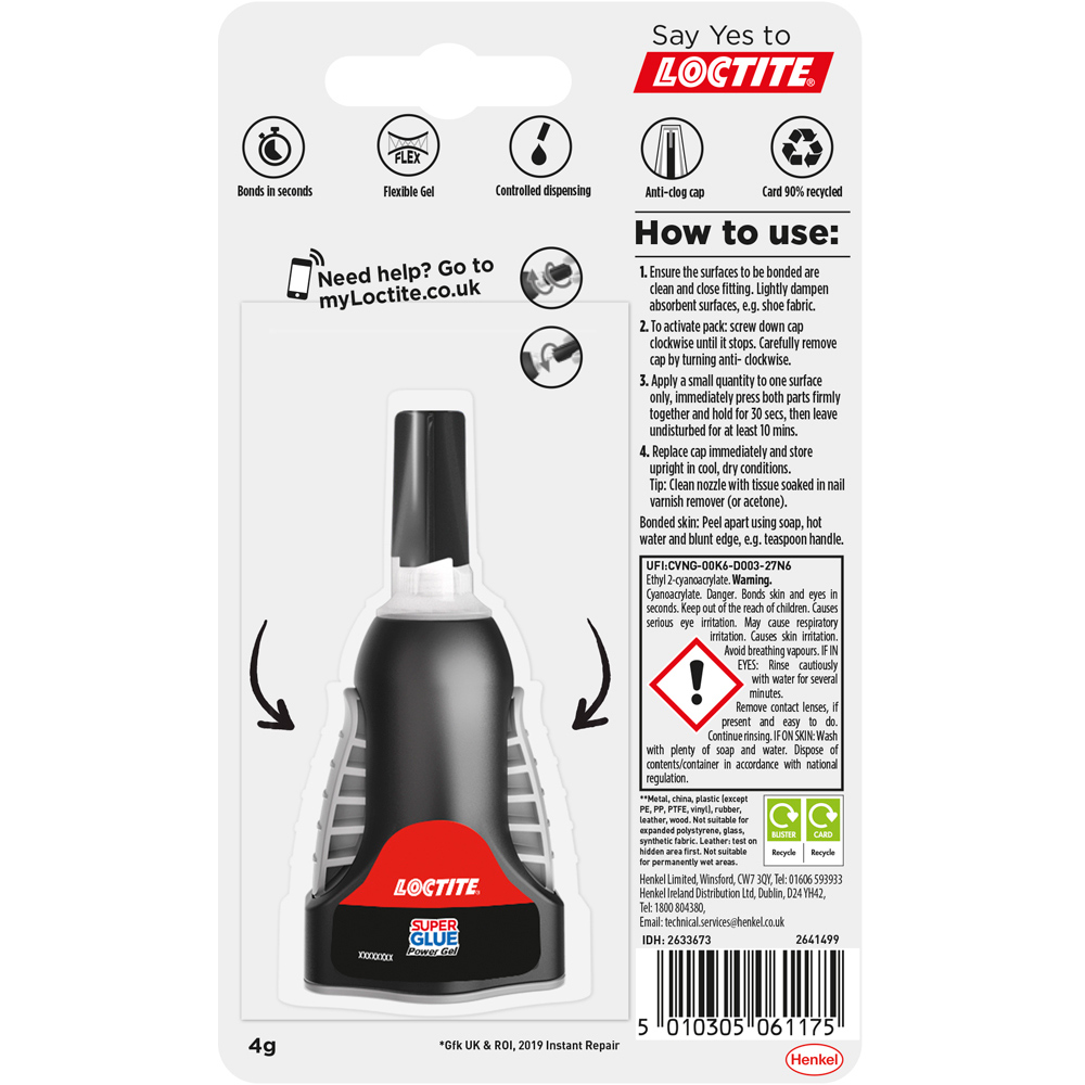 Loctite Control Super Glue Power Gel 4g Wilko