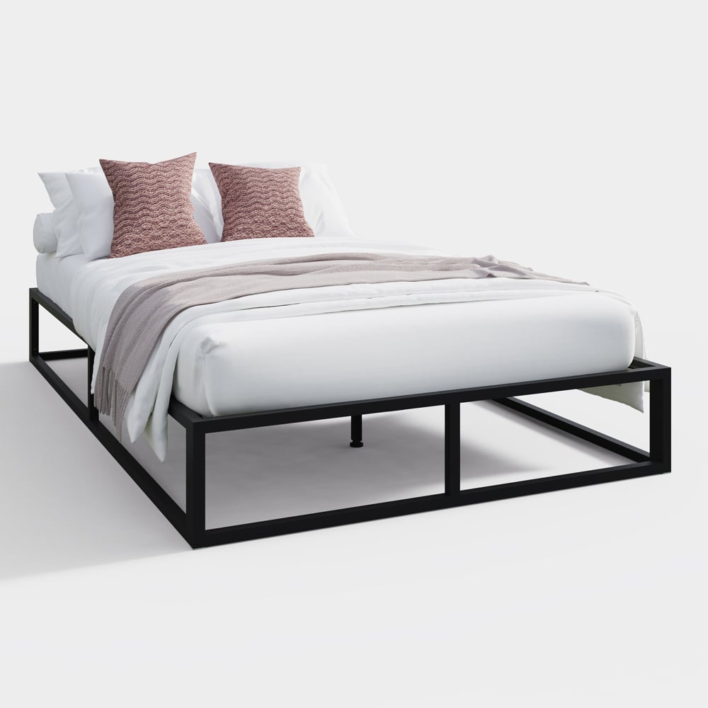 GFW Small Double Black Platform Bed Frame Image 2