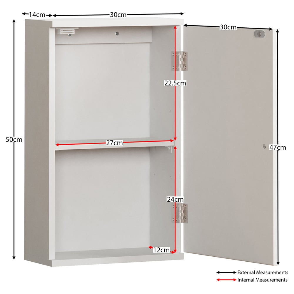 Bath Vida Priano White 1 Door Bathroom Cabinet Image 8