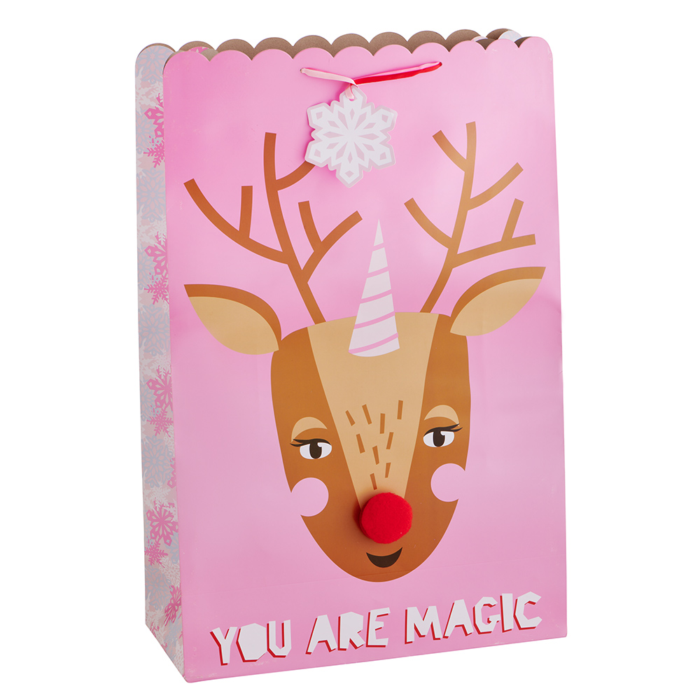 Wilko Festive Joy Jumbo Reindeer Gift Bag Image 1