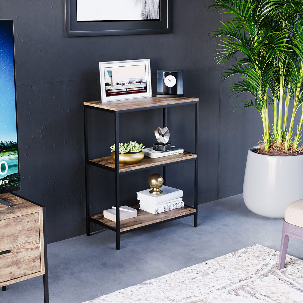 Vida Designs Brooklyn 3 Shelf Brown Bookcase Image 3