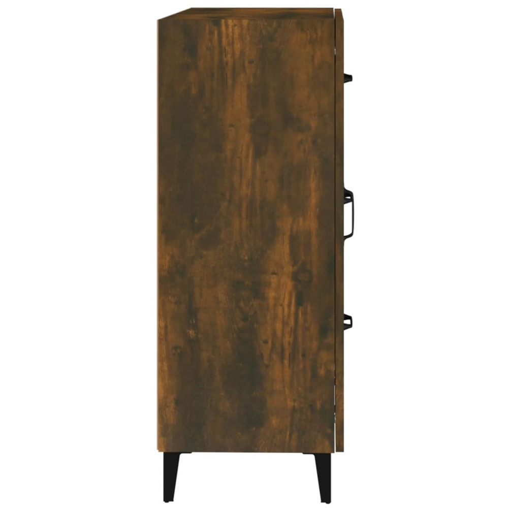 vidaXL Single Glass Door 3 Drawer Smoked Oak Sideboard Image 5