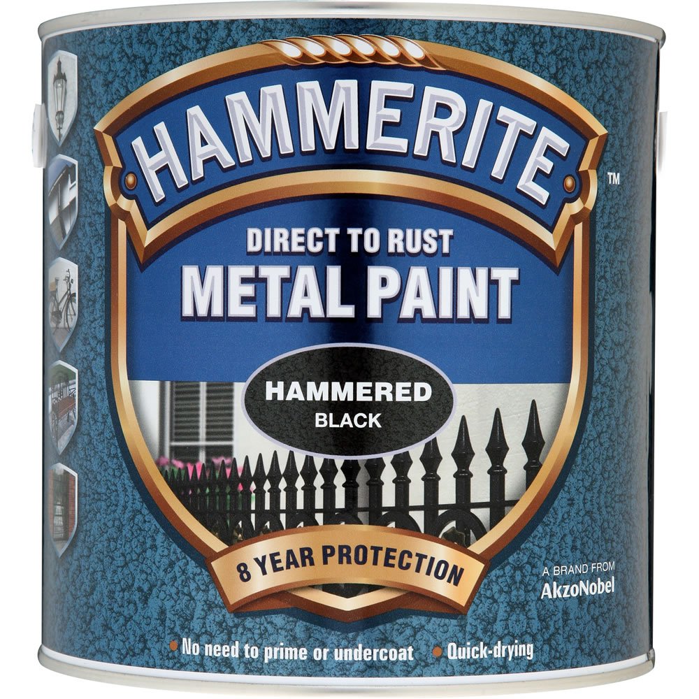 Hammerite Direct to Rust Black Hammered Metal Paint 250ml Image 2