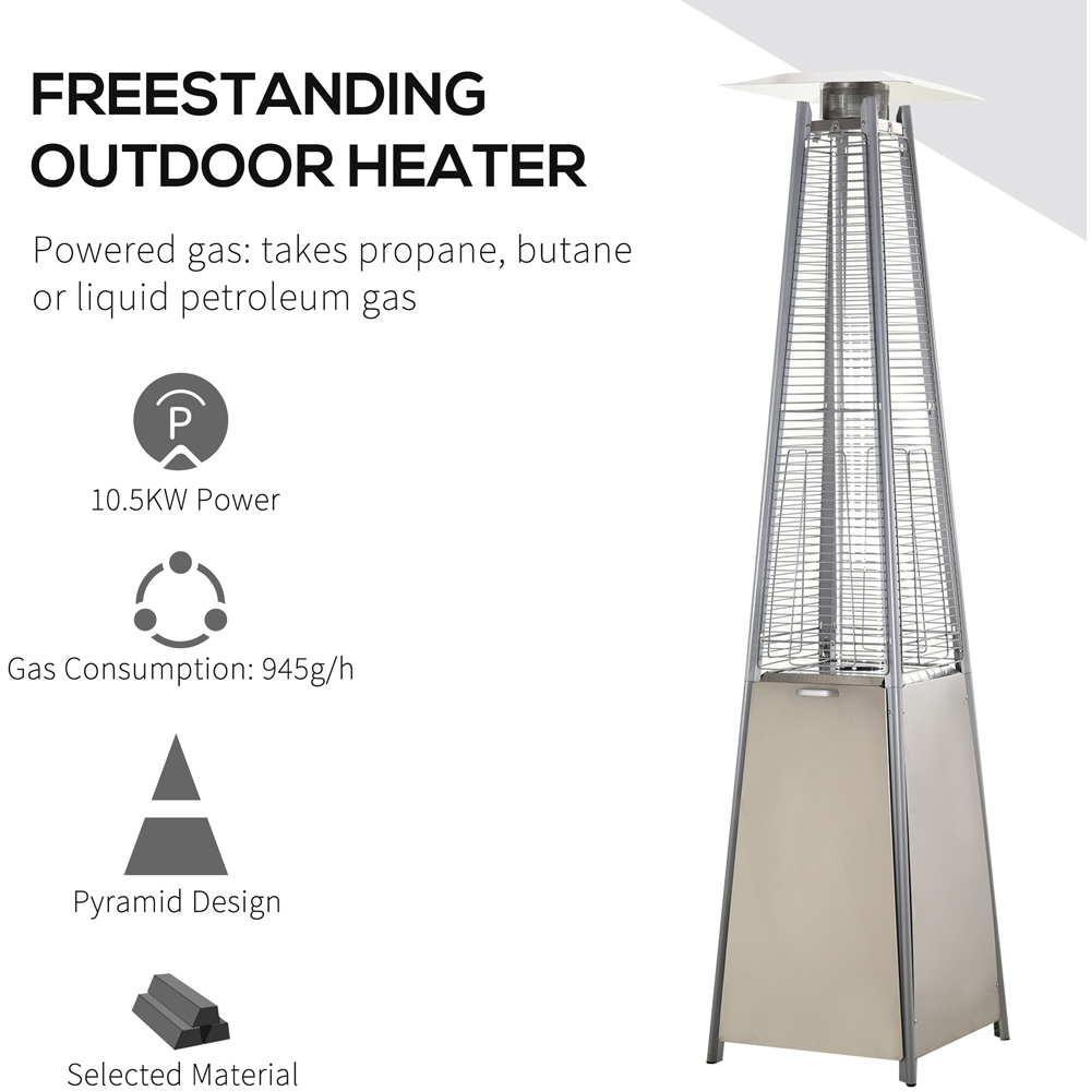 Outsunny Stainless Steel Freestanding Pyramid Tower Heater with Rain Cover 10.5kW Image 6