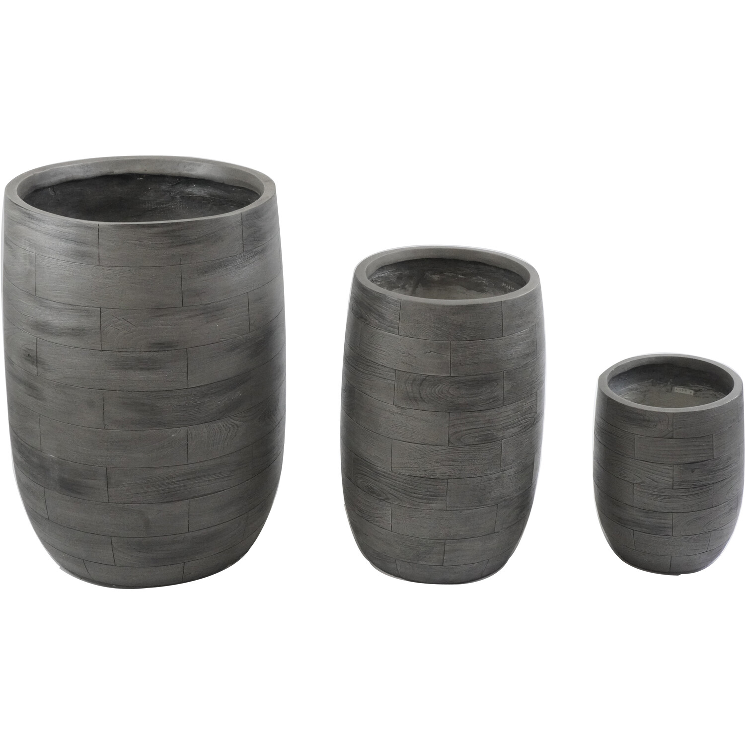 Tall Wood Effect Egg Planter Grey 49cm Image 2