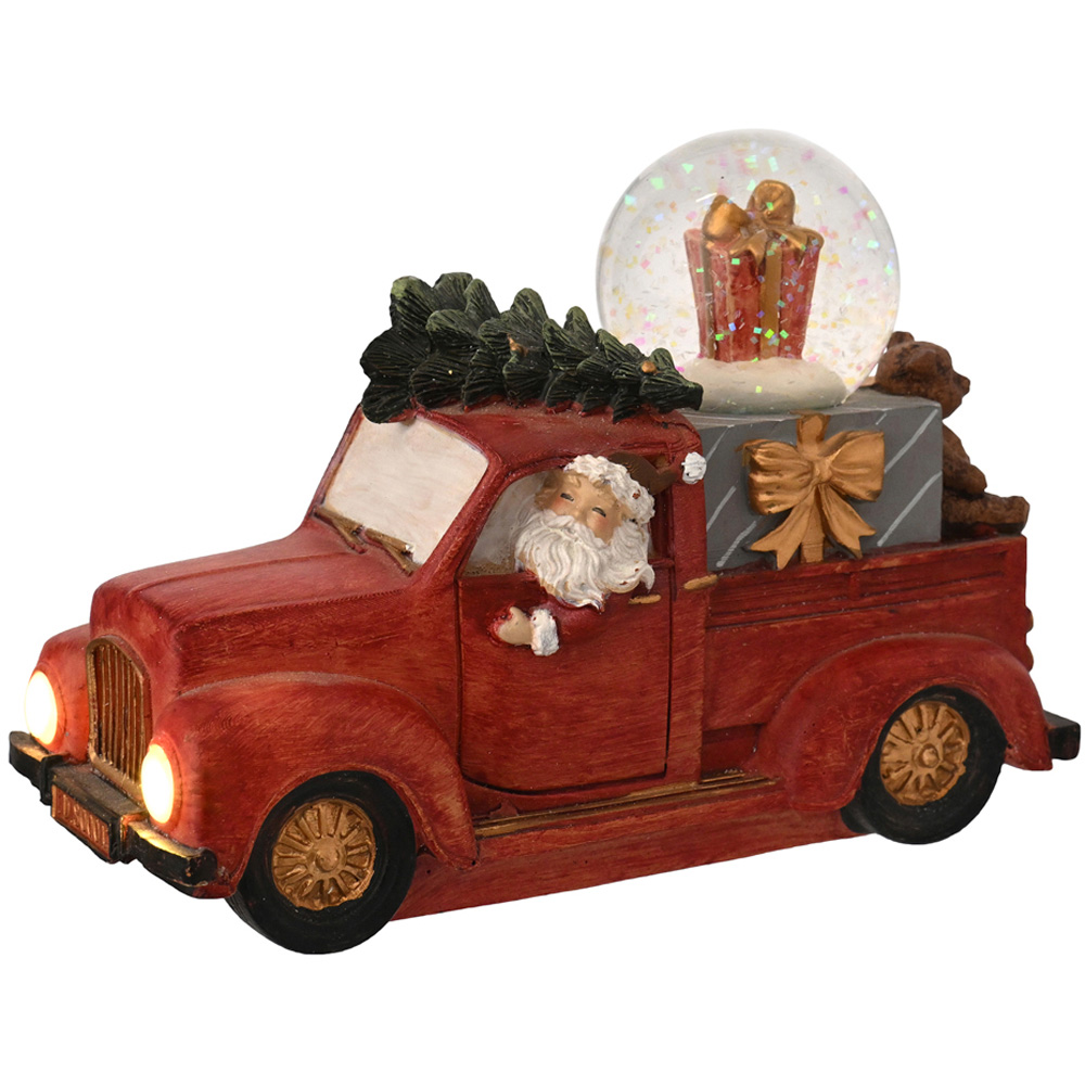 The Seasonal Gift Co Regal Tidings Red Santa Van with Snow Globe Christmas Decoration Image 2