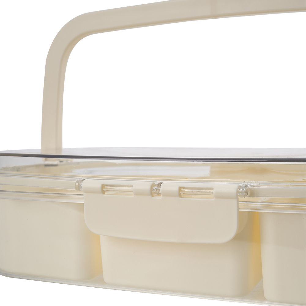 Living and Home 6 Compartment Cream Stackable Airtight Fridge Storage Container Image 6