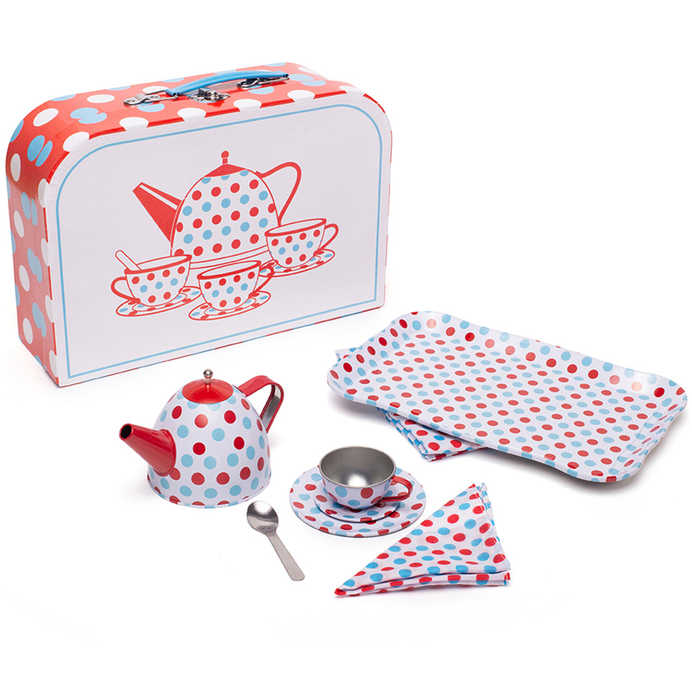 Bigjigs Toys Spotted Tea Set in a Case White Image 3