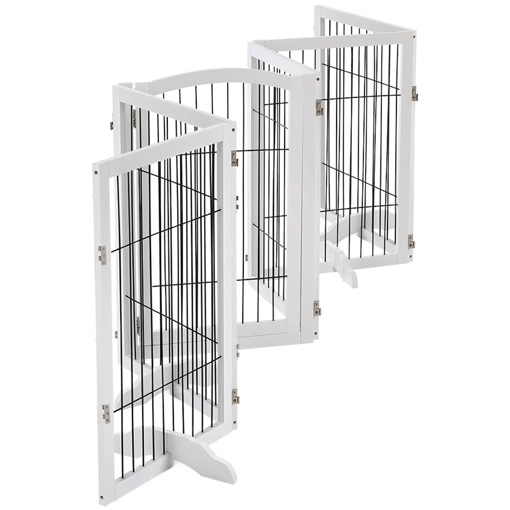 H&O Direct 6 Panel White Freestanding Wooden Foldable Pet Playpen Image 2
