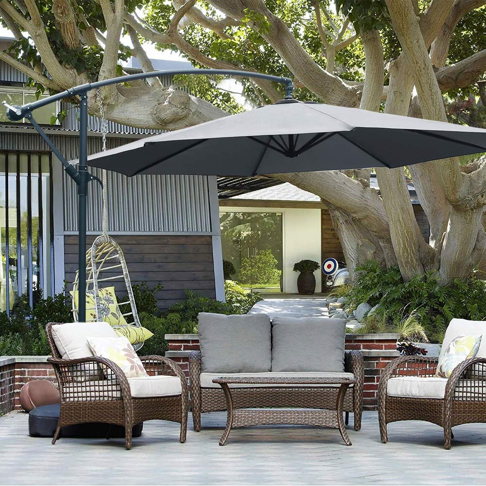 Living and Home Dark Grey Garden Cantilever Parasol with Rectangular Base 3m Image 7