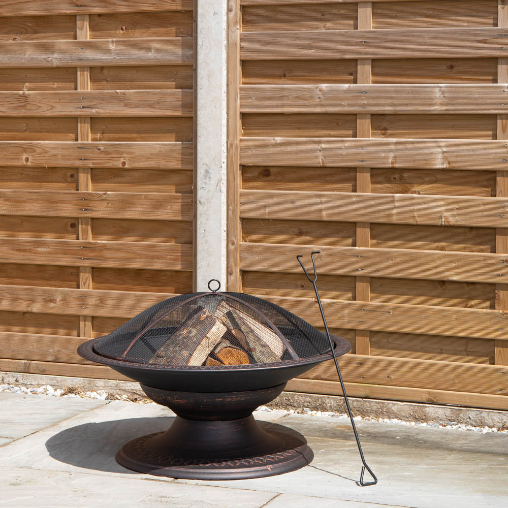 Samuel Alexander Bronze Effect Steel Toscana Outdoor Fire Pit with Fire Poker 50cm Image 9