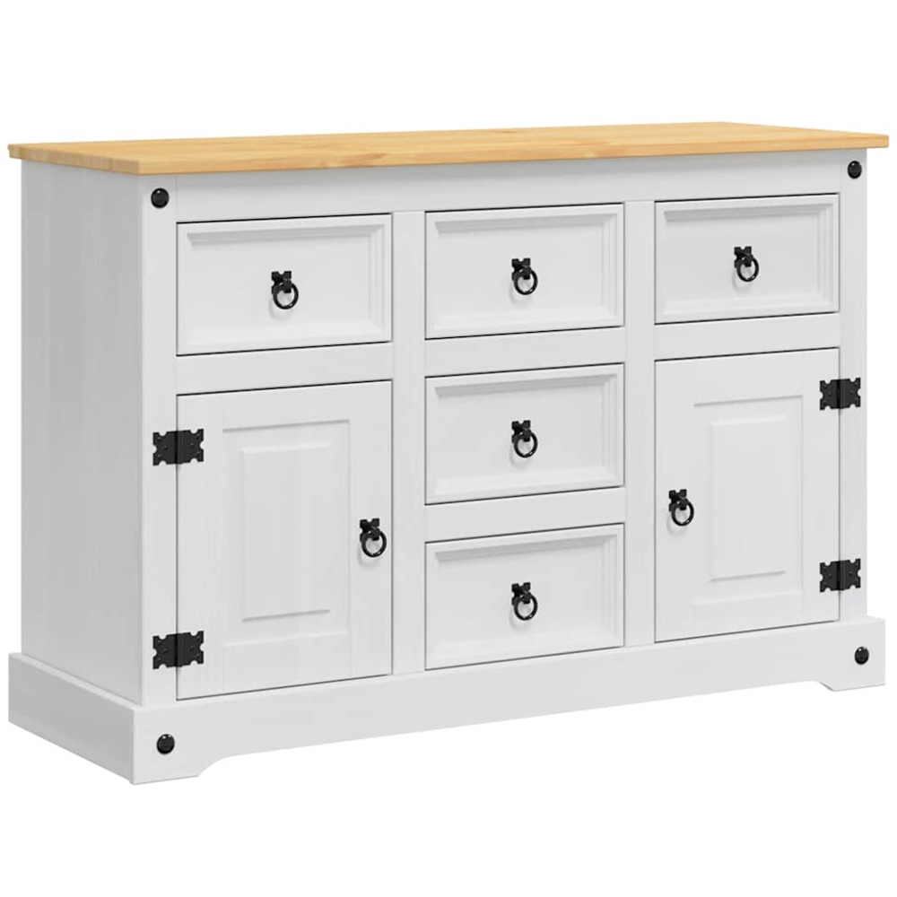 vidaXL 2 Door 5 Drawer White Storage Chest Image 2