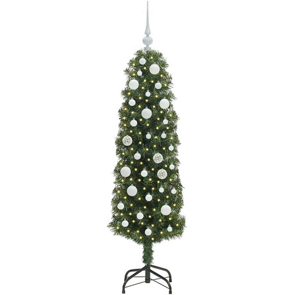 vidaXL Green Artificial Christmas Tree with Pinecones LEDs White Decoration Ornaments 5ft Image 1