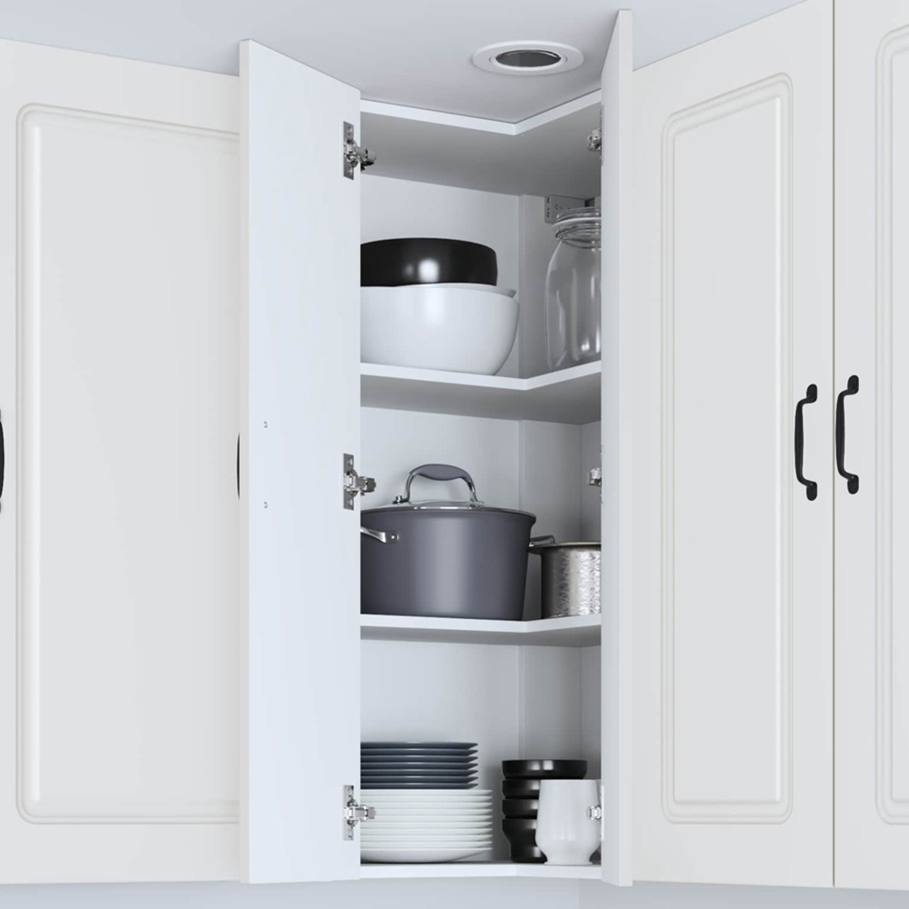 vidaXL 2 Door White Kitchen Wall Corner Cabinet Image 1