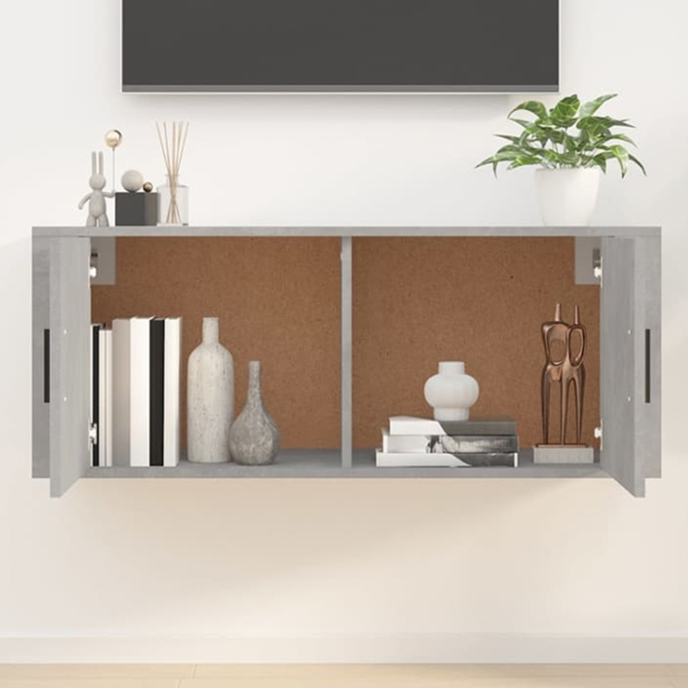 vidaXL 2 Door Concrete Grey Wall Mounted Wide TV Cabinet Image 1