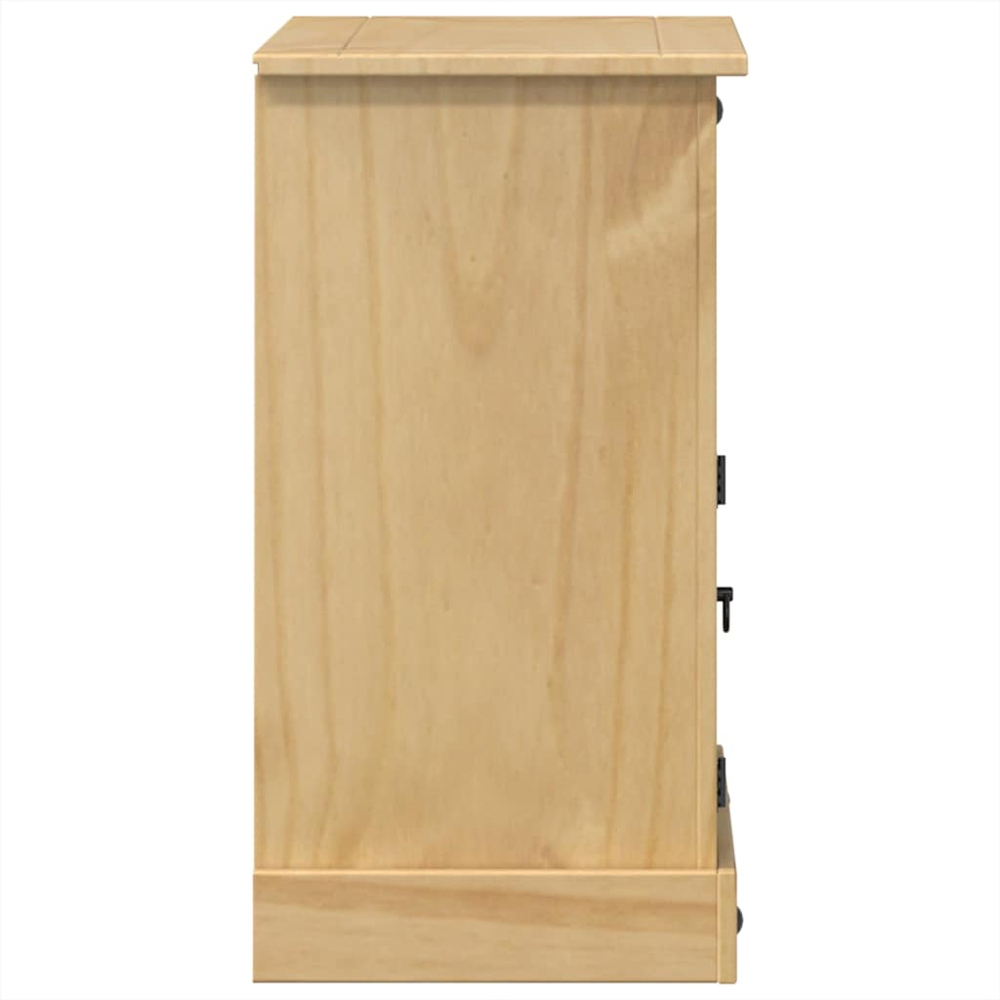 vidaXL Corona Single Door 4 Drawer Natural Solid Pine Wood Sideboard Image 5