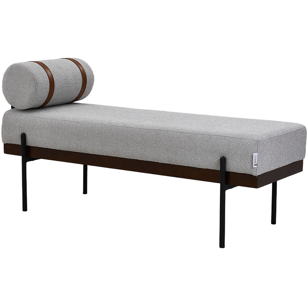 Living and Home 2 Seater Light Grey Cylindrical Bolster Chaise Lounge Bench Image 2
