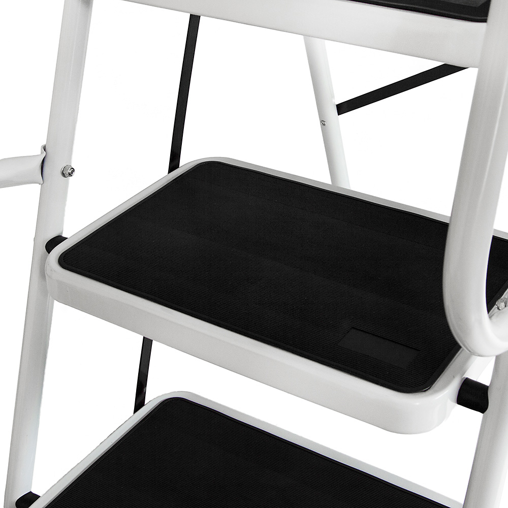 Home Vida White 4 Step Ladder with Handrail Image 4