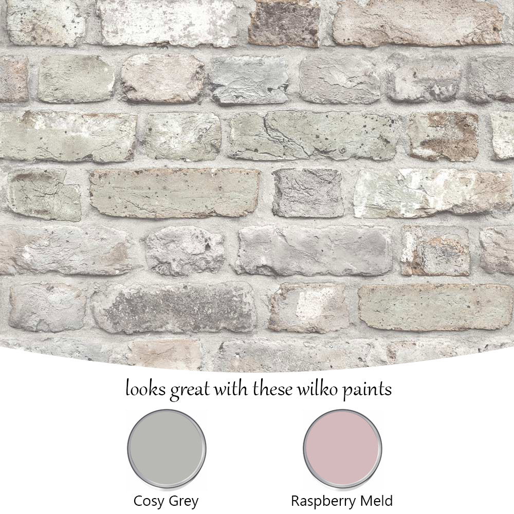 Grandeco Industrial Rustic Neutral Brick Textured Wallpaper Image 4