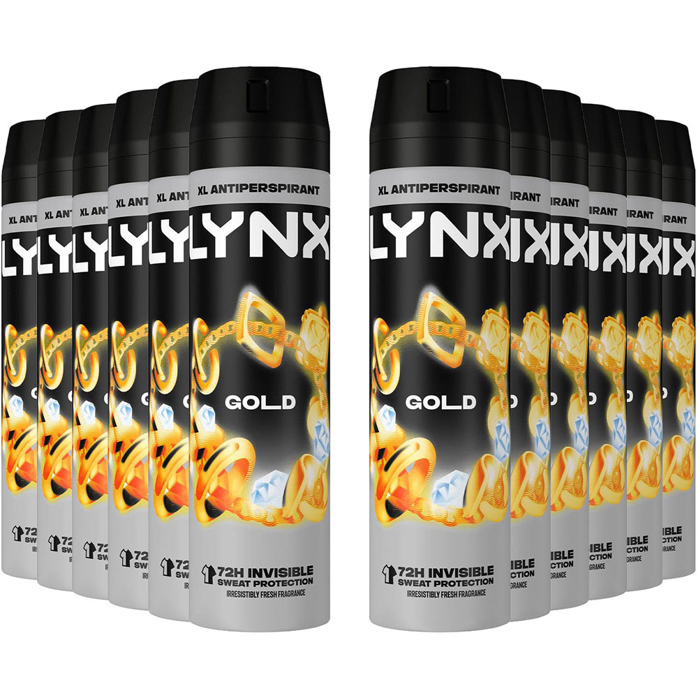 Lynx Gold 72H Protection Anti-Perspirant Anti-White Marks Deodorant Spray 200ml 12 Pack Image 1