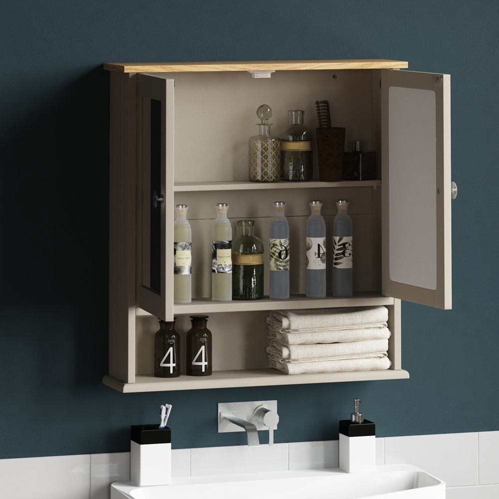 Lassic Bath Vida Priano Grey 2 Door Mirror Bathroom Cabinet Image 6