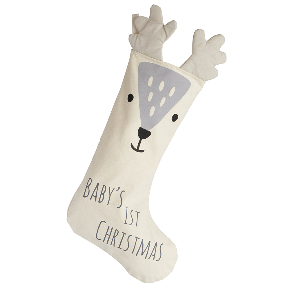 Wilko Baby's First Christmas Reindeer Stocking Image 1