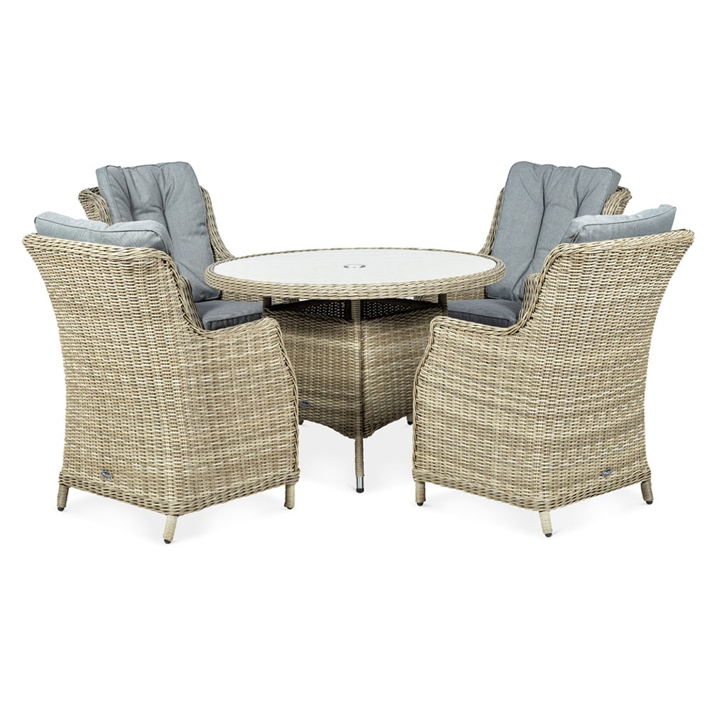 Royalcraft Wentworth Rattan 4 Seater Round Highback Comfort Dining Set Image 3