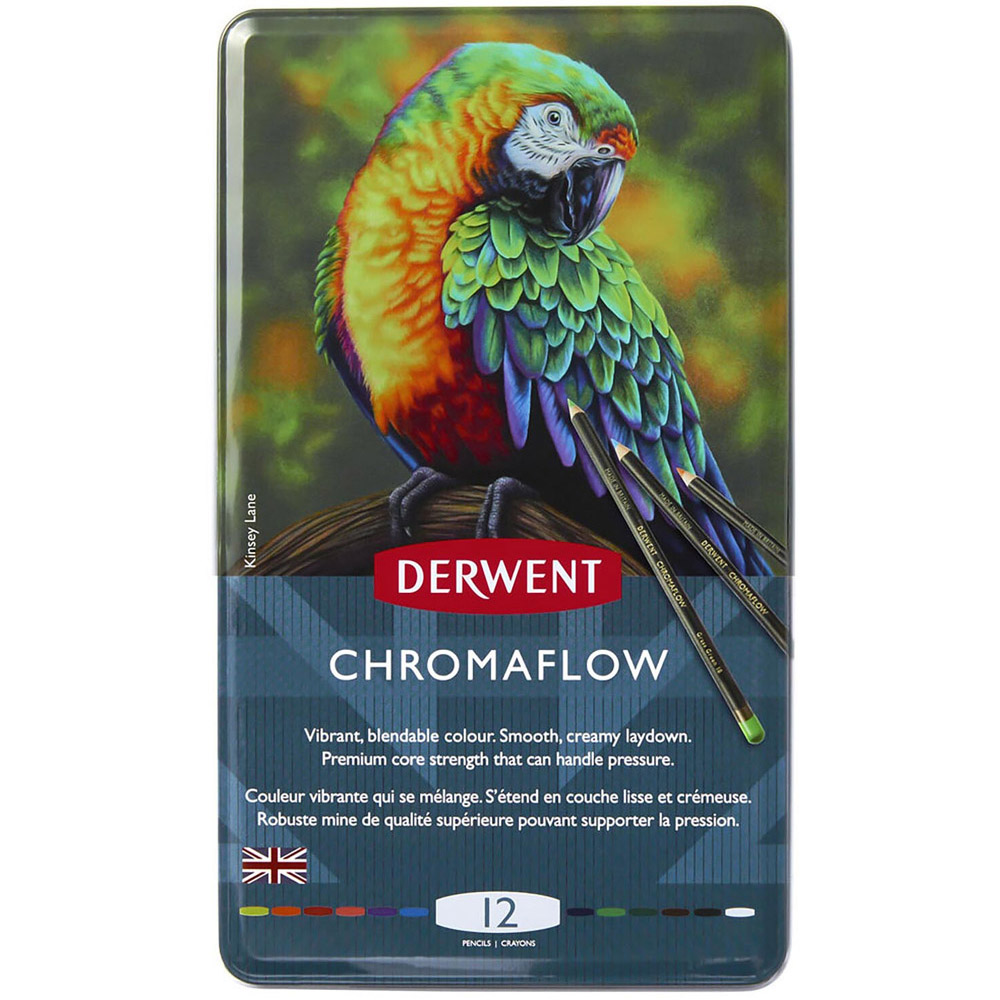 Derwent Chromaflow Pencils Tin 12 Pack Image 1