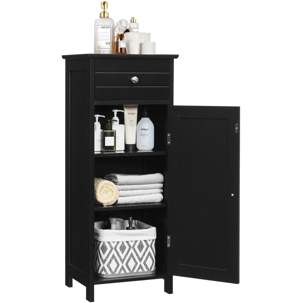 Costway Single Door Single Drawer Black Storage Cabinet Image 3