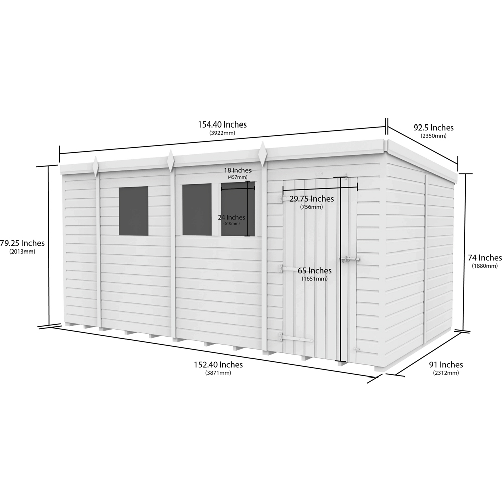 DIY Sheds 13 x 8ft Tongue and Groove Timber Pent Security Garden Shed Image 9