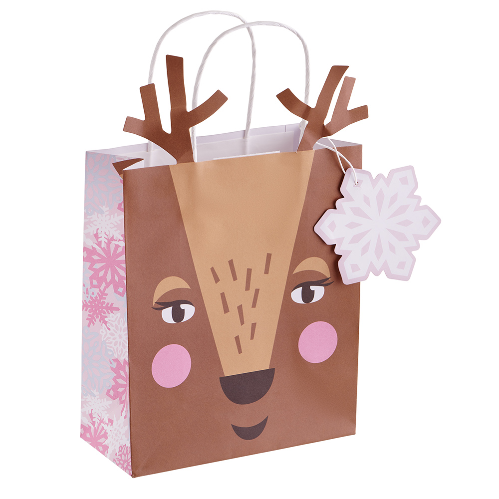 Wilko Festive Joy Medium Reindeer Gift Bag Image 1