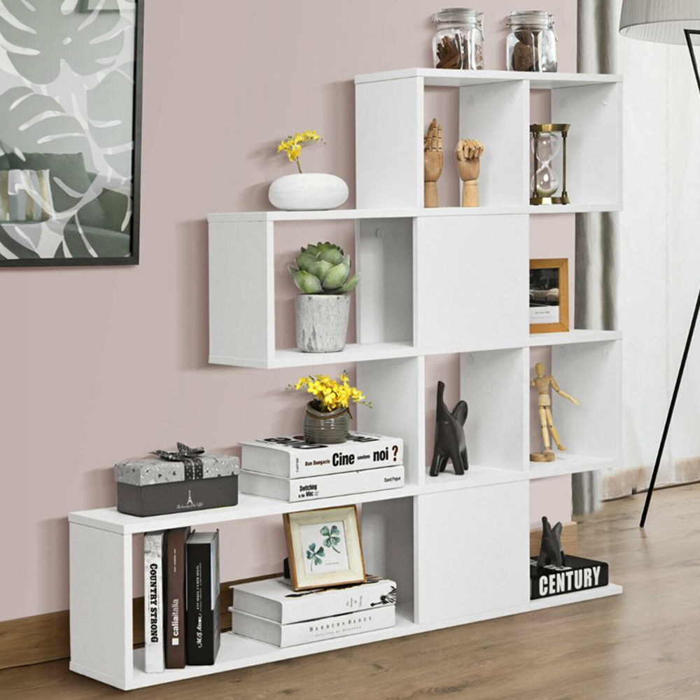 Costway 5 Shelf White Bookshelf Image 1