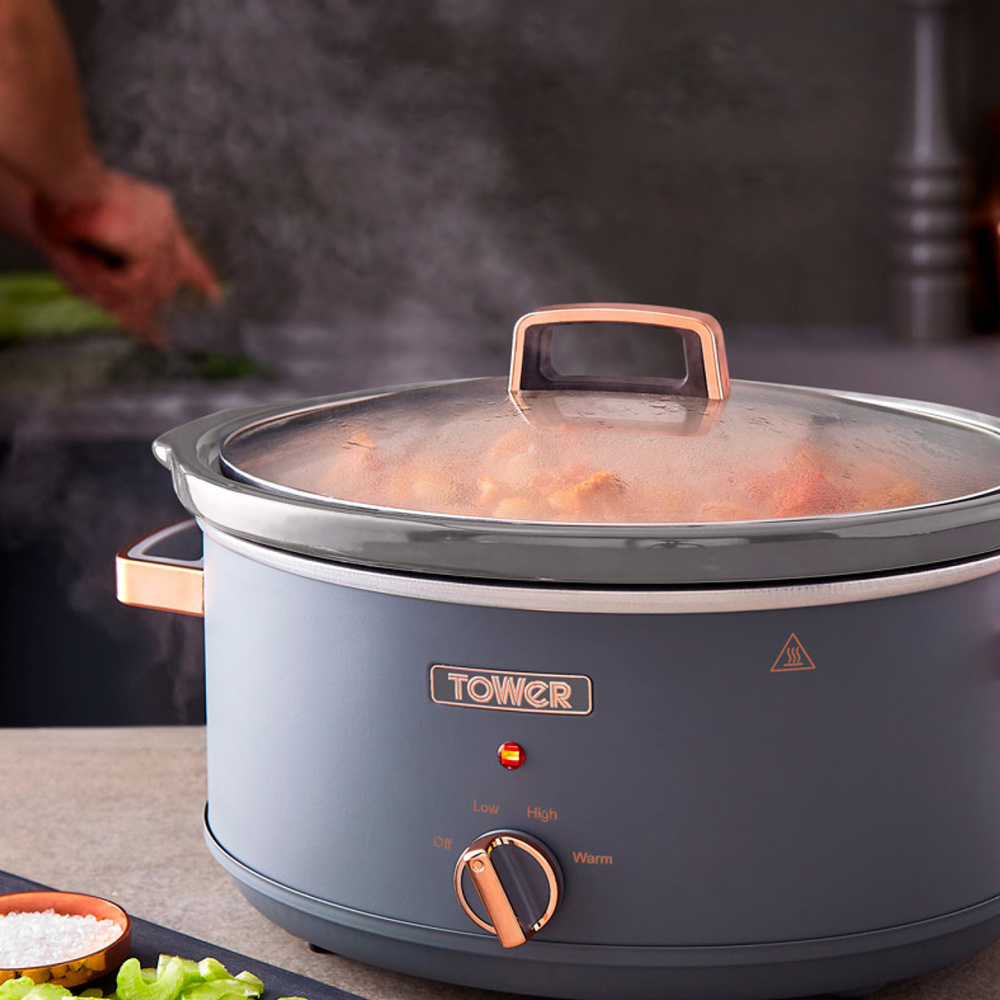 Tower T16043GRY Cavaletto Grey and Rose Gold Slow Cooker 6.5L Image 5