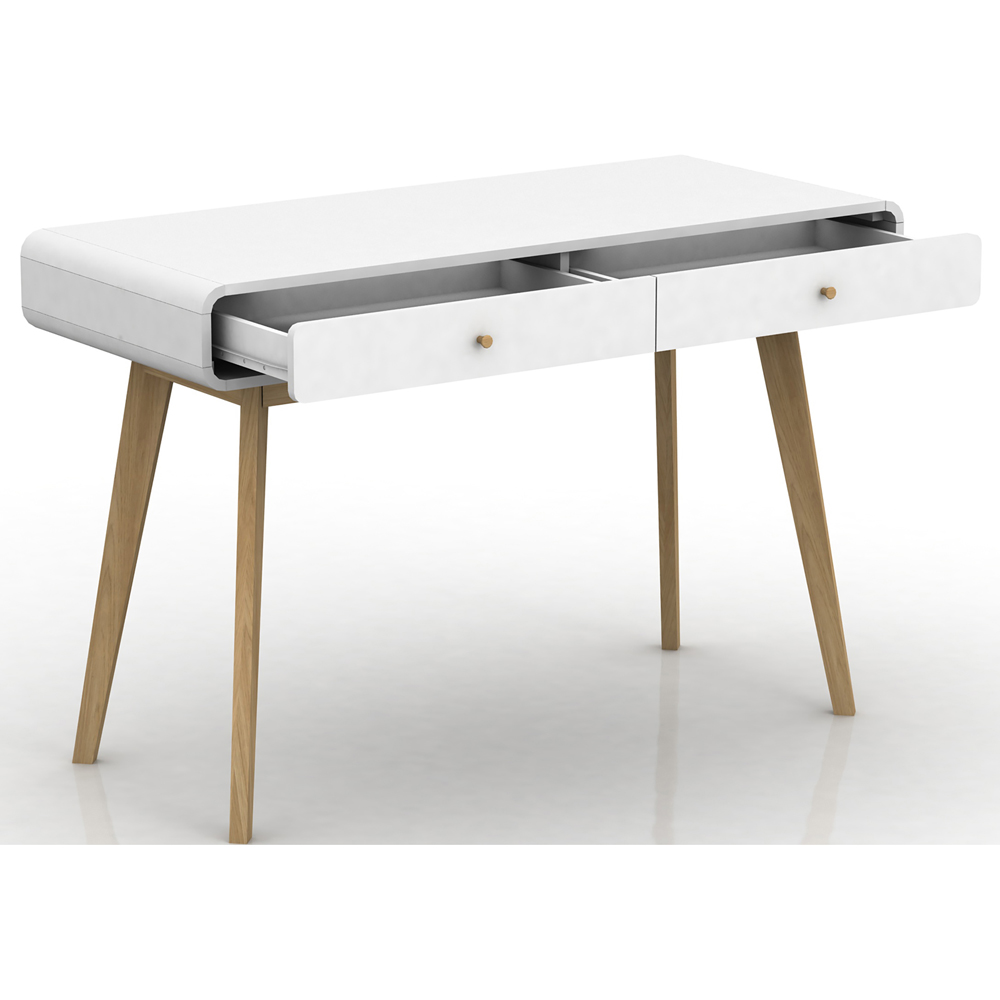 Loft24 Cassie 2 Drawer White Wooden Compact Desk Image 3
